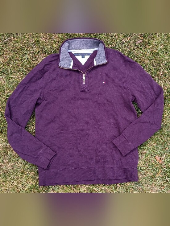 Tommy Hilfiger Other - Tommy Hilfiger Burgundy Quarter Zip Mock Neck Sweatshirt Preppy Classic Large